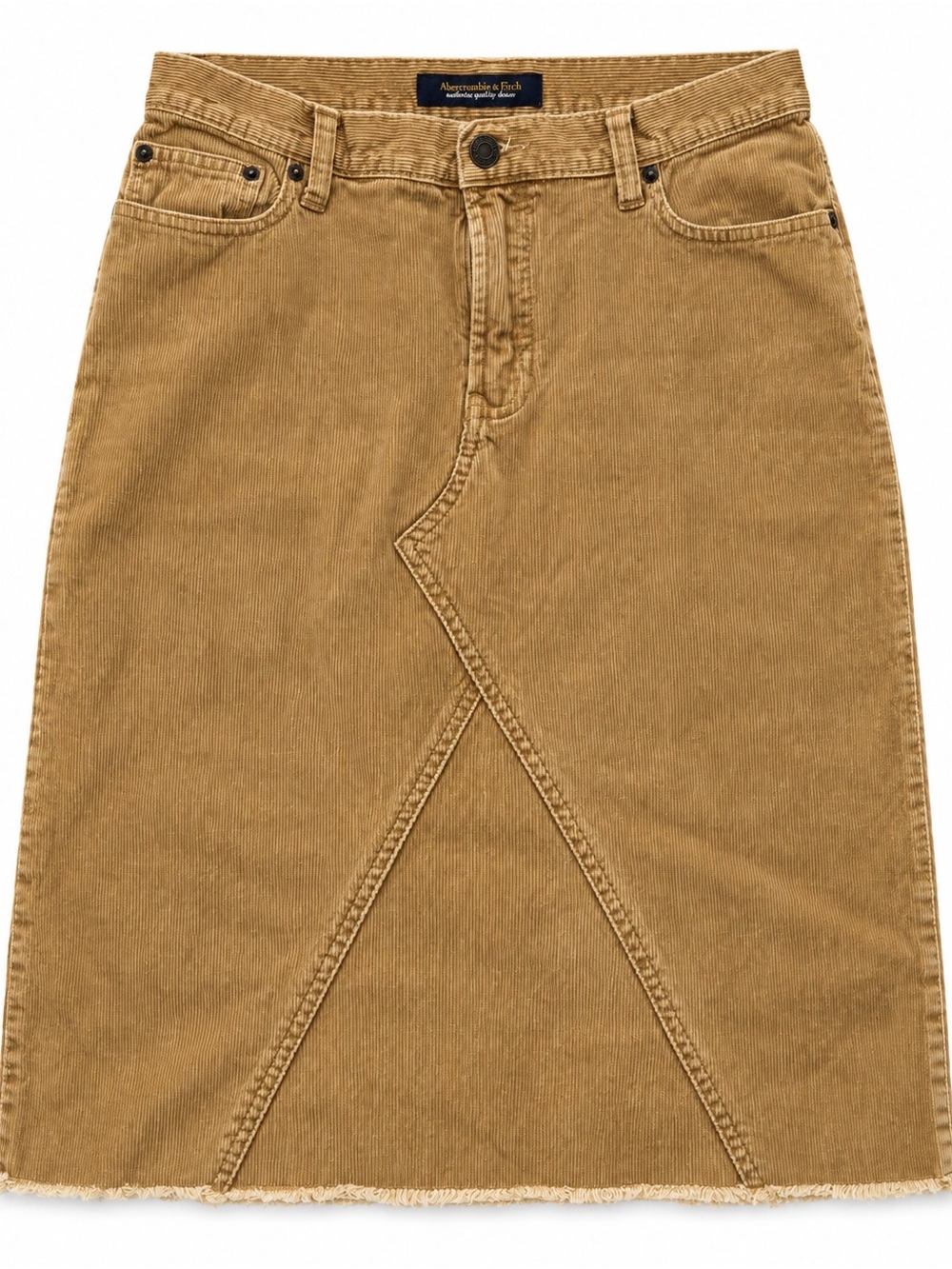 Vintage Abercrombie & Fitch Corduroy Midi Skirt in Tan Brown